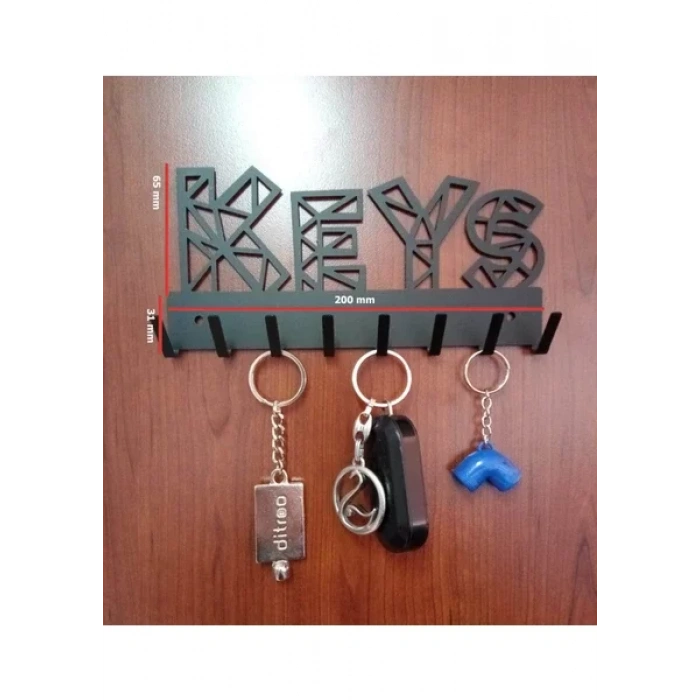 ANAHTAR ASKISI KEYS GÖRSERLLİ MAT SİYAH