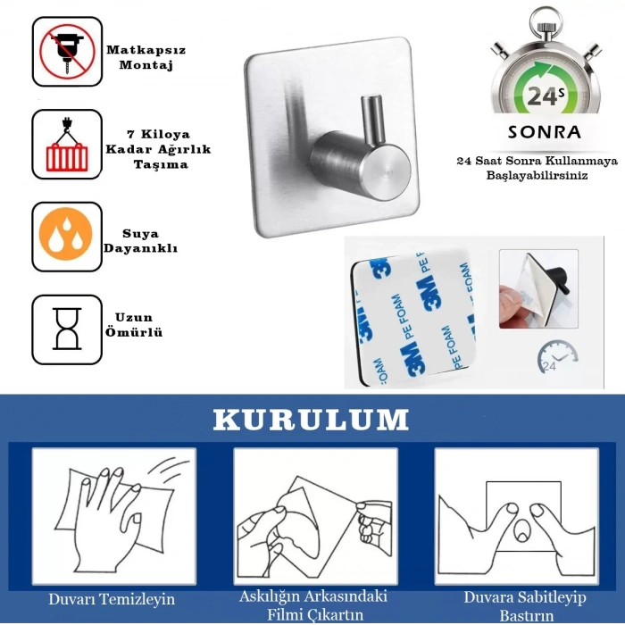 ARDİNİ KENDİNDEN YAPIŞKANLI ASKILIK KROM 01  PAKETTE 5 ADET