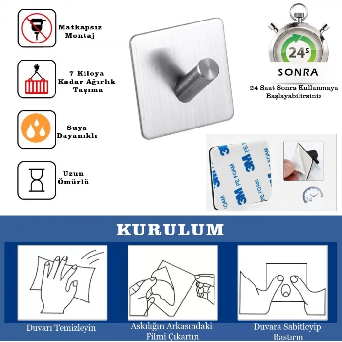 ARDİNİ KENDİNDEN YAPIŞKANLI ASKILIK KROM 02 PAKETTE 5 ADET