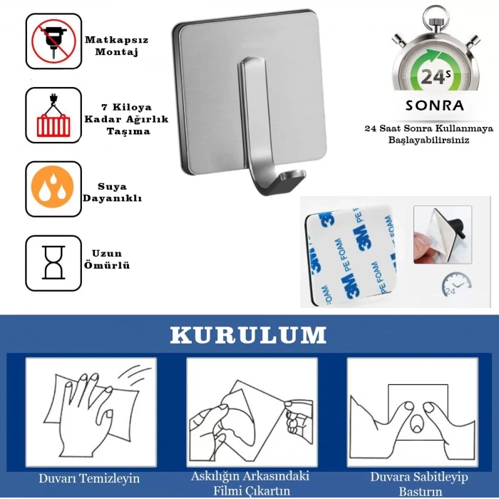 ARDİNİ KENDİNDEN YAPIŞKANLI ASKILIK KROM 03 PAKETTE 5 ADET