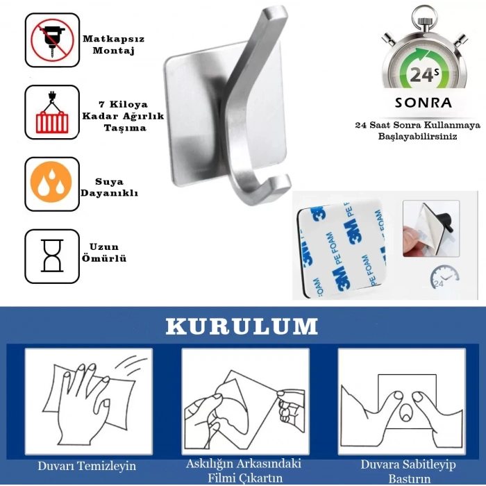 ARDİNİ KENDİNDEN YAPIŞKANLI ASKILIK KROM 04 PAKETTE 5 ADET