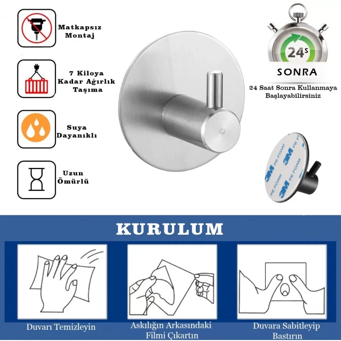 ARDİNİ KENDİNDEN YAPIŞKANLI ASKILIK KROM 06 PAKETTE 5 ADET