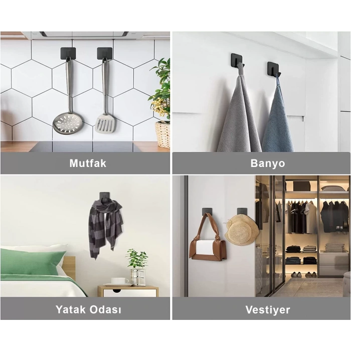 ARDİNİ KENDİNDEN YAPIŞKANLI ASKILIK MAT SİYAH 03 PAKETTE 5 ADET