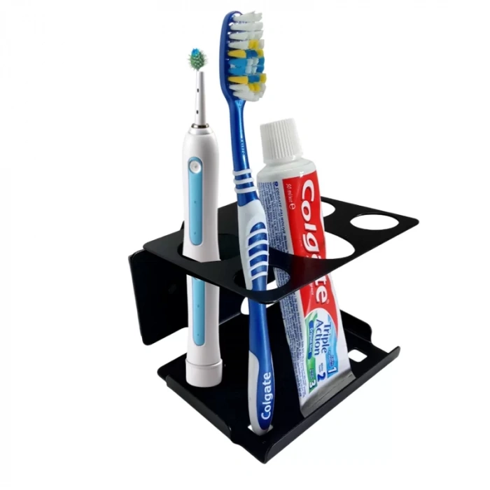 ARDİNİ YAPIŞKANLI VE VİDALI ŞARJLI DİŞ FIRÇALIK TUTUCU MACUNLUKLU MAT SİYAH