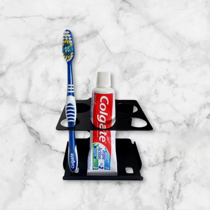 ARDİNİ YAPIŞKANLI VE VİDALI ŞARJLI DİŞ FIRÇALIK TUTUCU MACUNLUKLU MAT SİYAH