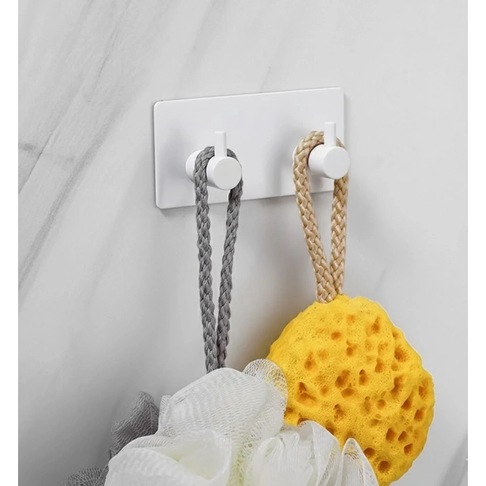 ASKILIK YAPIŞKANLI DİKDÖRTGEN ÇUBUKLU 2 KANCALI BEYAZ PAKETTE 2 ADET