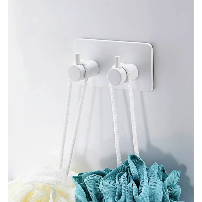 ASKILIK YAPIŞKANLI DİKDÖRTGEN ÇUBUKLU 2 KANCALI BEYAZ PAKETTE 2 ADET