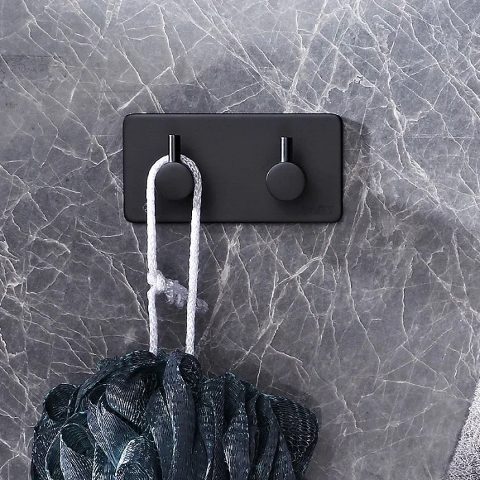 ASKILIK YAPIŞKANLI DİKDÖRTGEN ÇUBUKLU 2 KANCALI MAT SİYAH PAKETTE 2 ADET