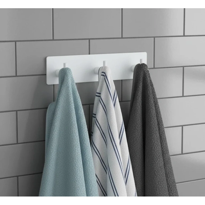 ASKILIK YAPIŞKANLI DİKDÖRTGEN ÇUBUKLU 3 KANCALI BEYAZ