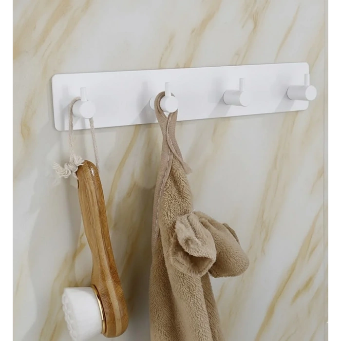 ASKILIK YAPIŞKANLI DİKDÖRTGEN ÇUBUKLU 4 KANCALI BEYAZ