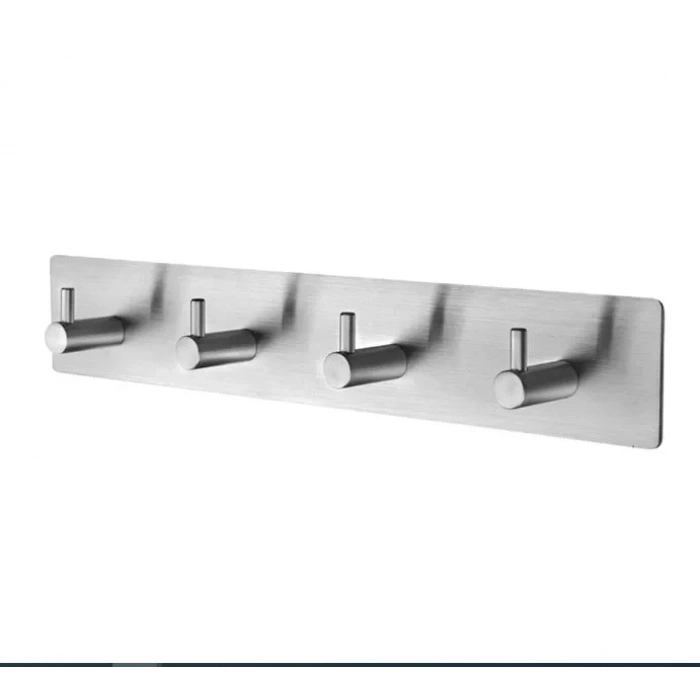 ASKILIK YAPIŞKANLI DİKDÖRTGEN ÇUBUKLU 4 KANCALI KROM