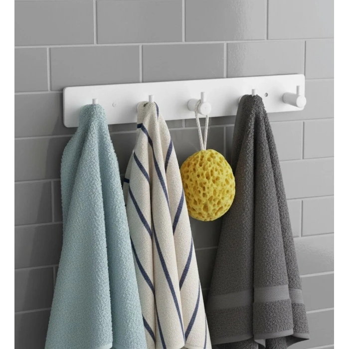 ASKILIK YAPIŞKANLI DİKDÖRTGEN ÇUBUKLU 5 KANCALI BEYAZ