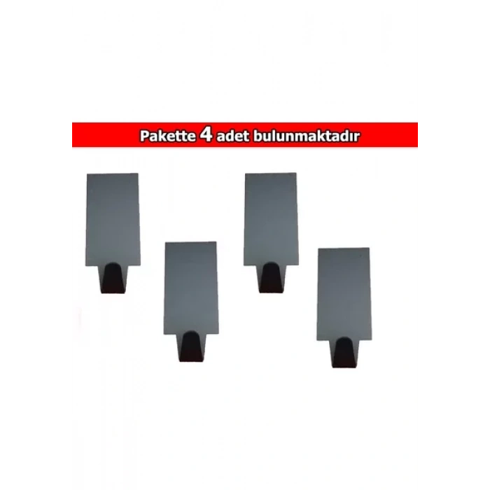 ARDİNİ KENDİNDEN YAPIŞKANLI BORNOZ HAVLU ASKISI DİKDÖRTGEN MAT SİYAH 4LÜ