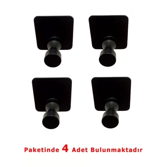 ASKILIK YAPIŞKANLI İNCE BELLİ KARE TEKLİ MAT SİYAH PAKETTE 4 ADET