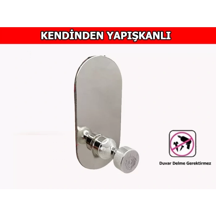 ASKILIK YAPIŞKANLI İNCE BELLİ OVAL TEKLİ KROM PAKETTE 4 ADET