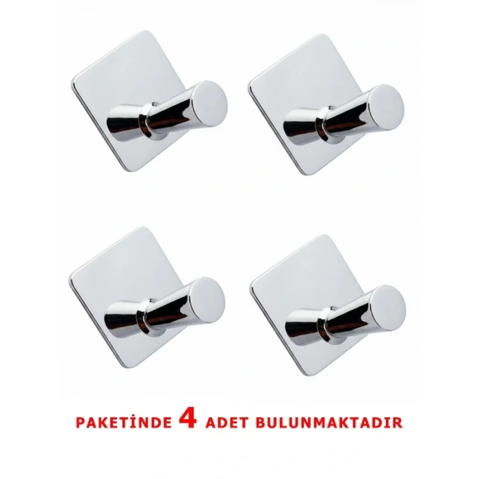 GLARE KONİK KENDİNDEN YAPIŞKANLI ASKILIK TEKLİ KROM 4 LÜ PAKET