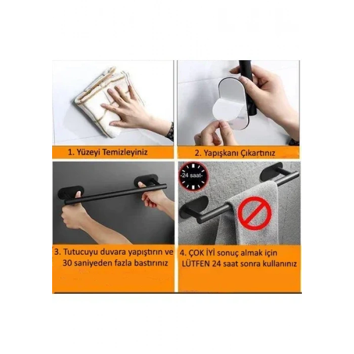 GLARE KONİK KENDİNDEN YAPIŞKANLI ASKILIK İKİLİ MAT SİYAH 2 Lİ PAKET