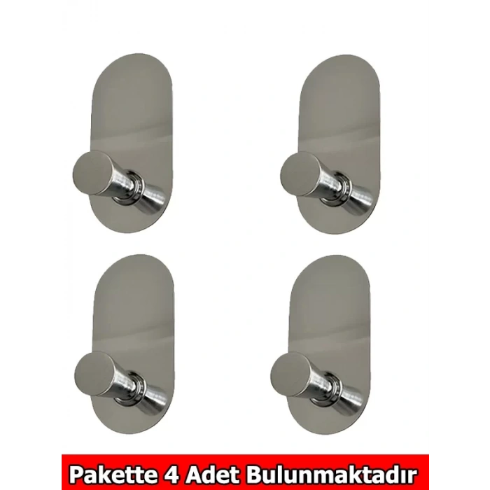 GLARE KONİK KENDİNDEN YAPIŞKANLI ASKILIK TEKLİ OVAL KROM 4 LÜ PAKET