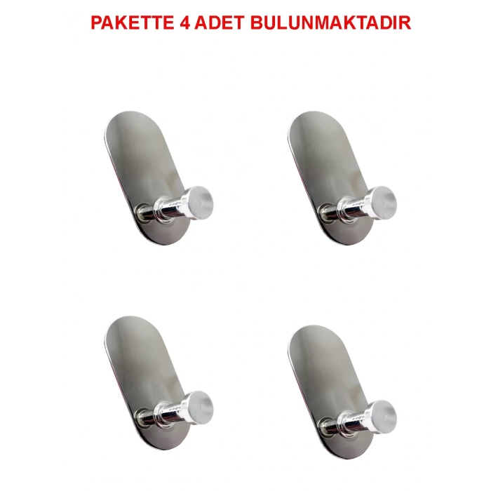 ASKILIK YAPIŞKANLI MANTAR OVAL TEKLİ KROM PAKETTE 4 ADET