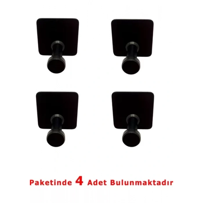 GLARE MANTAR KENDİNDEN YAPIŞKANLI ASKILIK TEKLİ MAT SİYAH 4 LÜ PAKET
