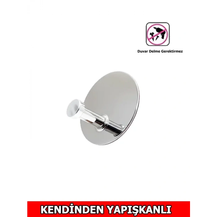 GLARE MANTAR KENDİNDEN YAPIŞKANLI ASKILIK TEKLİ YUVARLAK KROM 4 LÜ PAKET