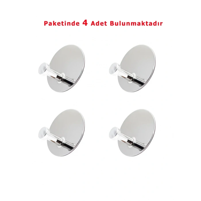 GLARE MANTAR KENDİNDEN YAPIŞKANLI ASKILIK TEKLİ YUVARLAK KROM 4 LÜ PAKET