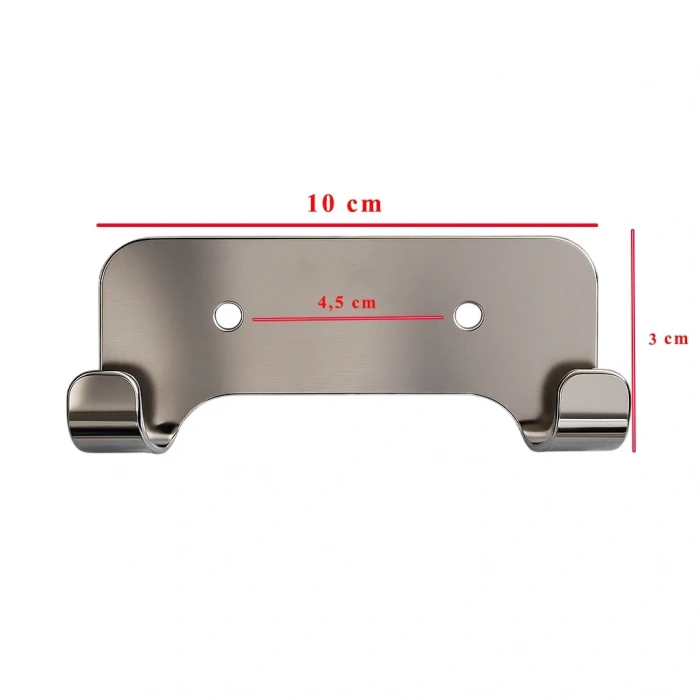 ASKILIK 2 Lİ YAPIŞKANLI VE VİDALI 1,2MM SS201 PASLANMAZ ÇELİK PAKETTE 2 ADET RENK KROM