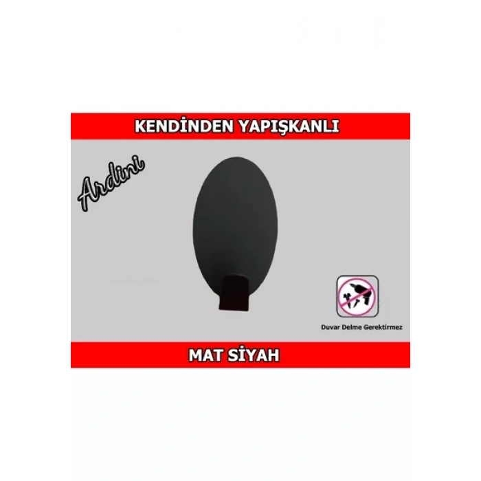 ARDİNİ KENDİNDEN YAPIŞKANLI BORNOZ HAVLU ASKISI OVAL MAT SİYAH 4LÜ