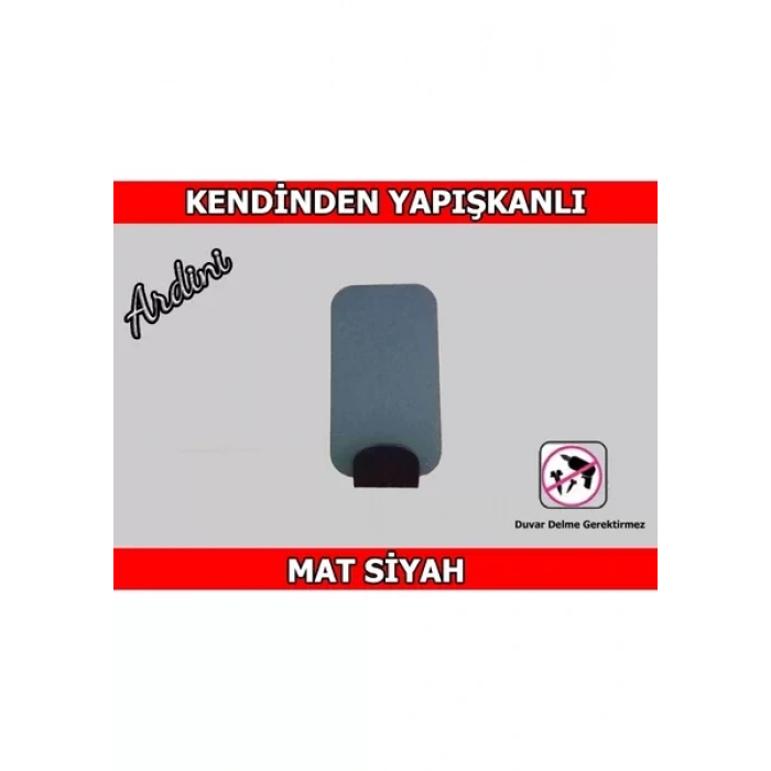 ARDİNİ KENDİNDEN YAPIŞKANLI BORNOZ HAVLU ASKISI RADİUSLU DİKDÖRTGEN MAT SİYAH 4LÜ