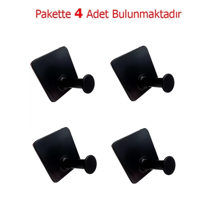 ASKILIK YAPIŞKANLI THİNCAL KARE TEKLİ MAT SİYAH PAKETTE 4 ADET