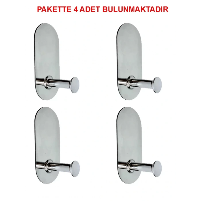 THİNCAL KENDİNDEN YAPIŞKANLI ASKILIK TEKLİ OVAL KROM 4 LÜ PAKET