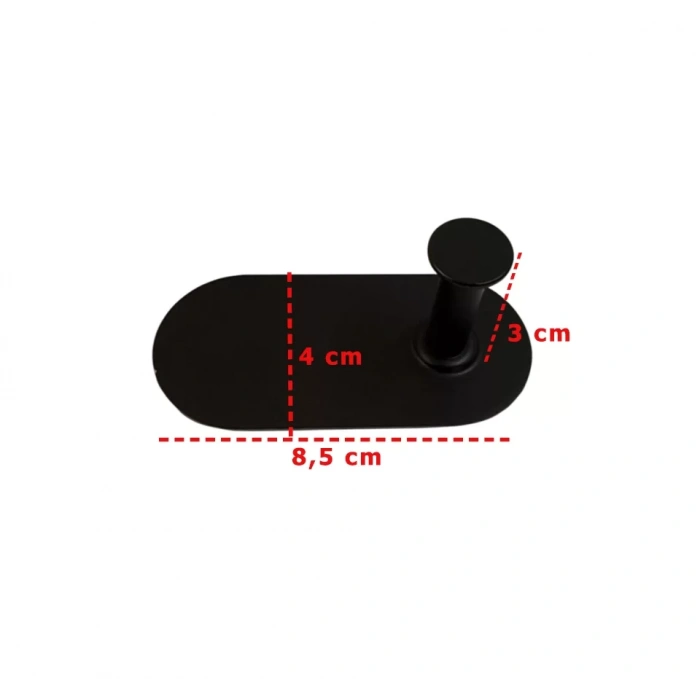 ASKILIK YAPIŞKANLI THİNCAL OVAL TEKLİ MAT SİYAH RENGİ PAKETTE 4 ADET