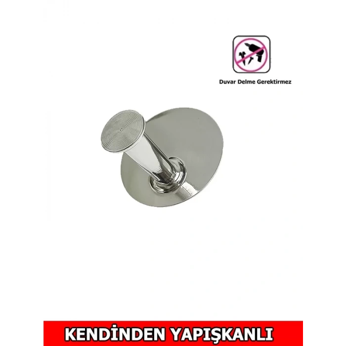 ASKILIK YAPIŞKANLI THİNCAL YUVARLAK TEKLİ KROM RENGİ PAKETTE 4 ADET