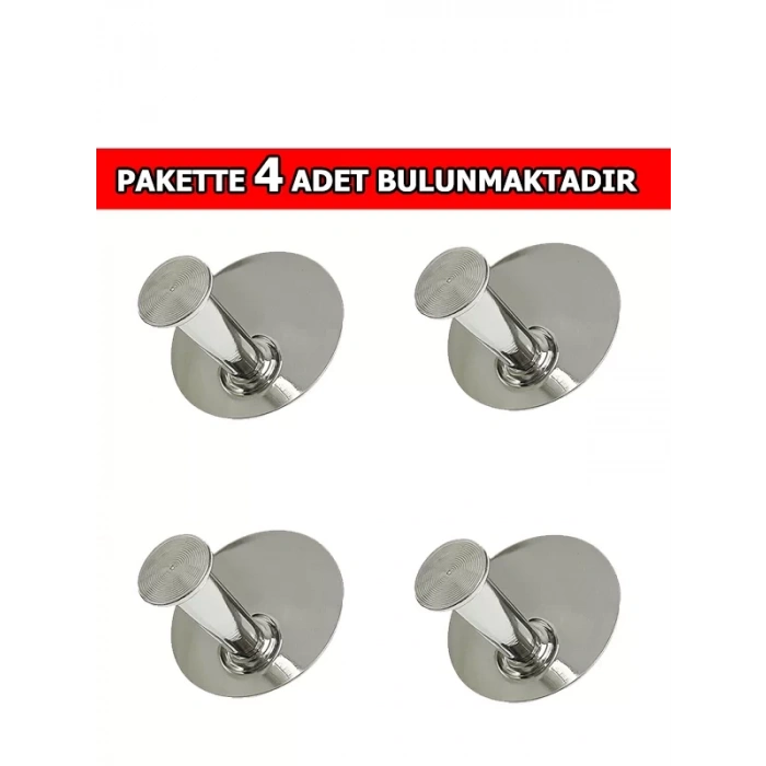 ASKILIK YAPIŞKANLI THİNCAL YUVARLAK TEKLİ KROM RENGİ PAKETTE 4 ADET