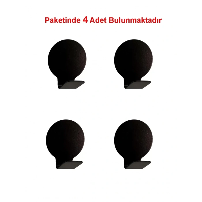 ARDİNİ KENDİNDEN YAPIŞKANLI BORNOZ HAVLU ASKISI YUVARLAK MAT SİYAH 4LÜ