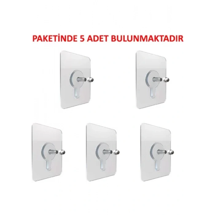 ÇERÇEVE ASKISI SÜPER GÜÇLÜ VİDALI KANCA YAPIŞKANLI RAF TUTUCU ASKI 5 Lİ