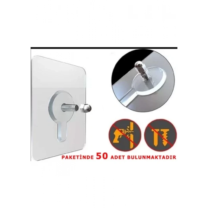 ÇERÇEVE ASKISI SÜPER GÜÇLÜ VİDALI KANCA YAPIŞKANLI RAF TUTUCU ASKI 50 Lİ