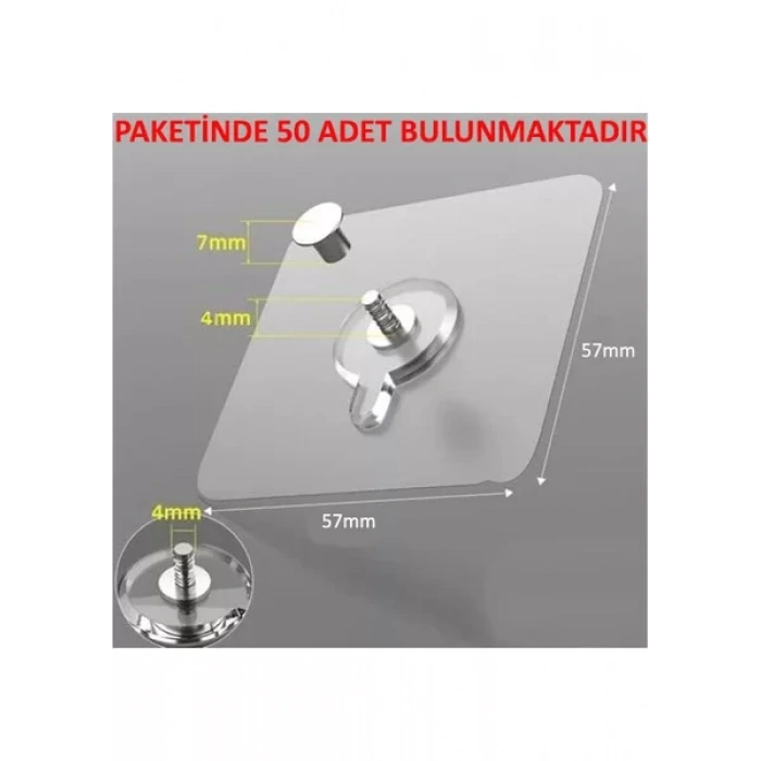 ÇERÇEVE ASKISI SÜPER GÜÇLÜ VİDALI TIRNAK KANCA YAPIŞKANLI RAF TUTUCU ASKI 50 Lİ