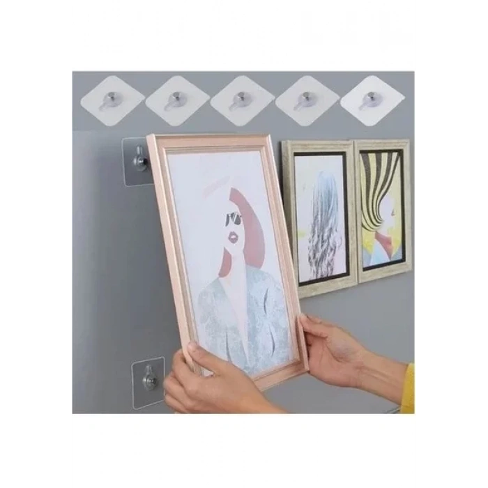 ÇERÇEVE ASKISI SÜPER GÜÇLÜ VİDALI TIRNAK KANCA YAPIŞKANLI RAF TUTUCU ASKI 50 Lİ