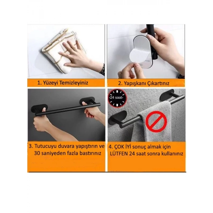 GLARE ÇUBUKLU KENDİNDEN YAPIŞKANLI ASKILIK OVAL İKİLİ MAT SİYAH