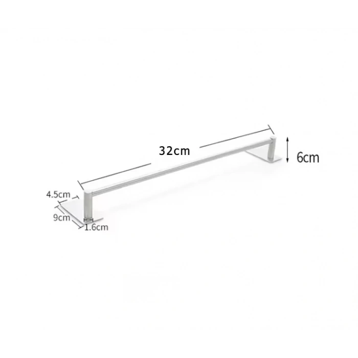 HAVLULUK DİK ROZETLİ 32CM YAPIŞKANLI PASLANMAZ ÇELİK KROM RENGİ