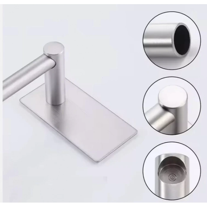 HAVLULUK DİK ROZETLİ 42CM YAPIŞKANLI PASLANMAZ ÇELİK KROM RENGİ