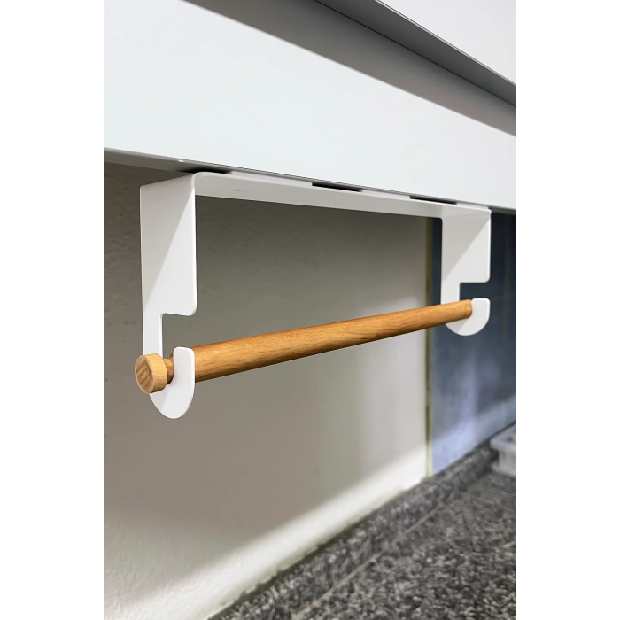 KAĞIT HAVLULUK YAPIŞKANLI VE VİDALI ŞERİT, KANCALI AĞAÇ ÇUBUKLU MODEL BEYAZ RENGİ