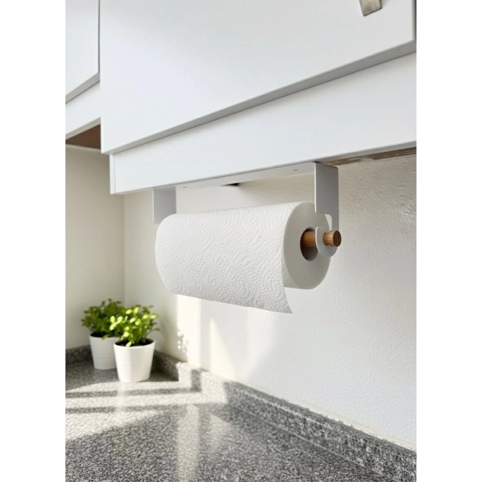 KAĞIT HAVLULUK YAPIŞKANLI VE VİDALI ŞERİT, KANCALI AĞAÇ ÇUBUKLU MODEL BEYAZ RENGİ