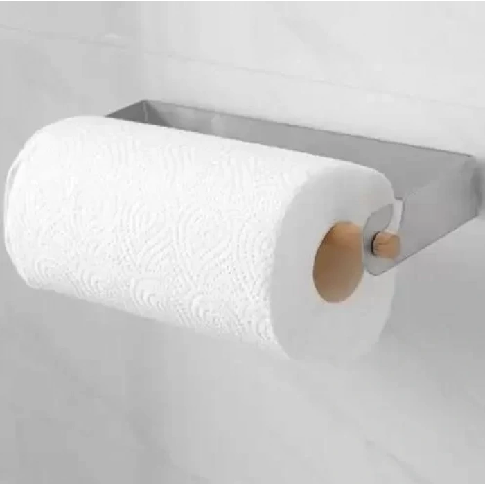 KAĞIT HAVLULUK YAPIŞKANLI VE VİDALI ŞERİT, KANCALI AĞAÇ ÇUBUKLU MODEL KROM RENGİ