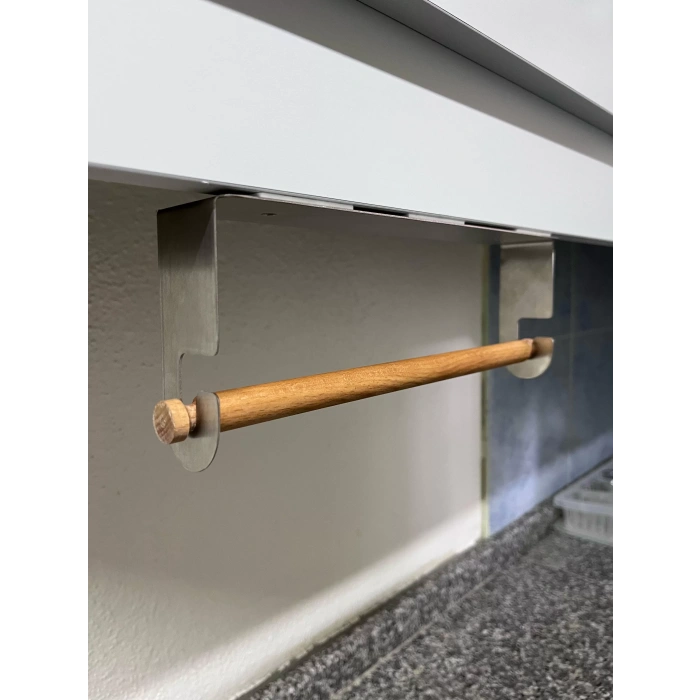 KAĞIT HAVLULUK YAPIŞKANLI VE VİDALI ŞERİT, KANCALI AĞAÇ ÇUBUKLU MODEL KROM RENGİ