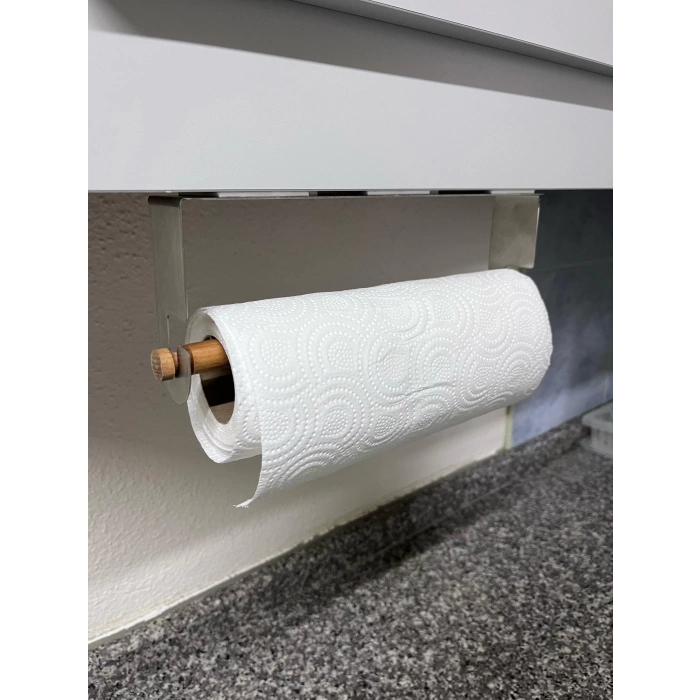 KAĞIT HAVLULUK YAPIŞKANLI VE VİDALI ŞERİT, KANCALI AĞAÇ ÇUBUKLU MODEL KROM RENGİ