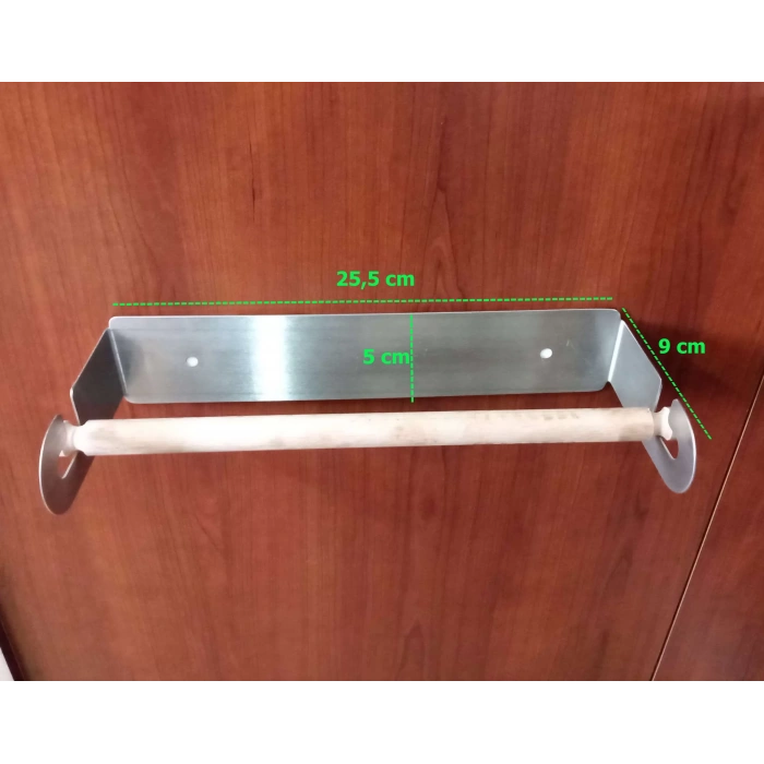 KAĞIT HAVLULUK YAPIŞKANLI VE VİDALI ŞERİT, KANCALI AĞAÇ ÇUBUKLU MODEL KROM RENGİ