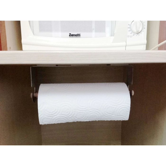 KAĞIT HAVLULUK YAPIŞKANLI VE VİDALI ŞERİT, KANCALI AĞAÇ ÇUBUKLU MODEL KROM RENGİ