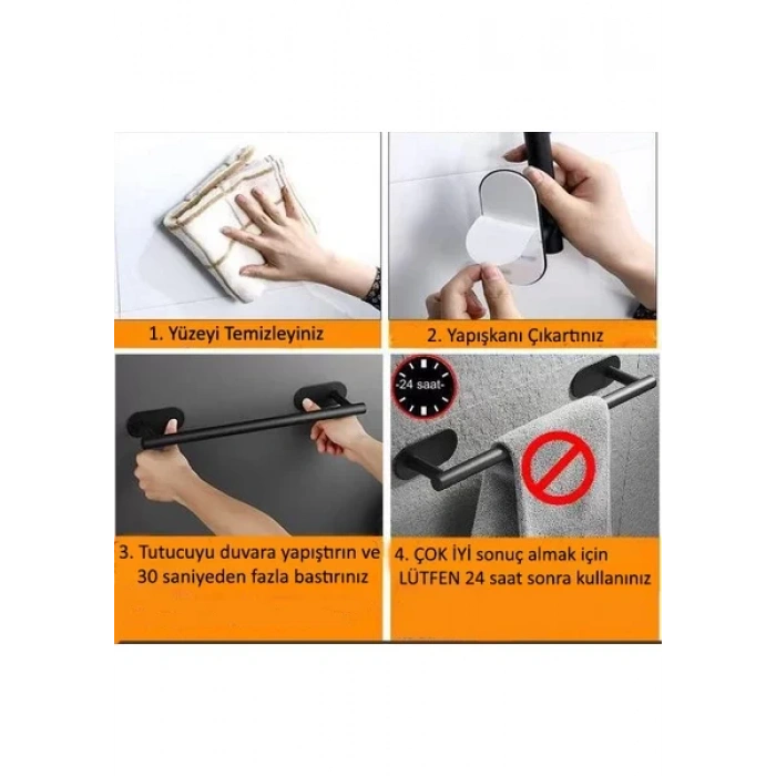 KENDİNDEN YAPIŞKANLI BANYO SETİ 4LÜ KROM